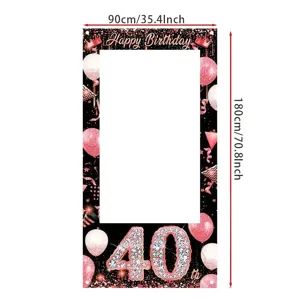 Rosa und schwarzer Fotohintergrund zum 40. Geburtstag mit Maßen von 90x180cm Banner