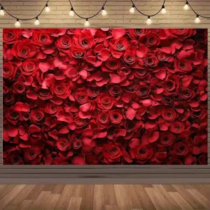 Fond de mur de roses rouges romantiques pour la Saint-Valentin et la photographie