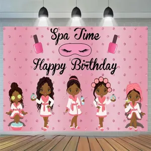 Fondo de Cumpleaños para Fiesta SPA para Niñas Rosa Tema SPA Decoraciones de Fiesta Fotografía Fondo Tapiz para Colgar en la Pared