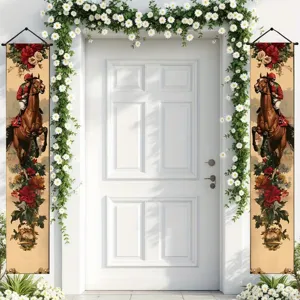 Pancartas vintage del Derby de Kentucky con carreras de caballos y rosas para puertas