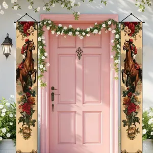 Pancartas vintage del Derby de Kentucky con carreras de caballos y rosas para la puerta