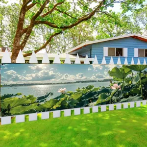 Scenic lotus pond and lake outdoor decorative banner for garden fence privacy screen