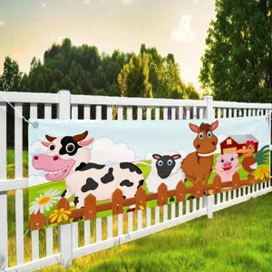 Levendige buitenbanner met boerderijdierenthema voor tuin- en feestdecoratie