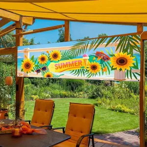 Summer sunflower garden banner decoration for outdoor patio and backyard parties