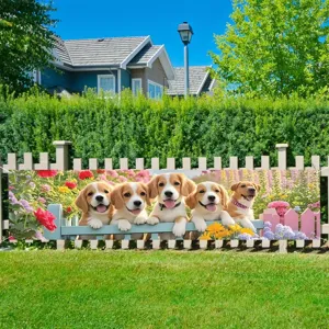Puppy Garden Banner Spring Outdoor Decoration Floral Dog Flag Courtyard Yard Fence Hanging Backdrop For Pet Lovers Home Decor
