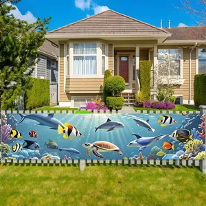 Ocean theme decorative banner featuring underwater world creatures for garden party decor