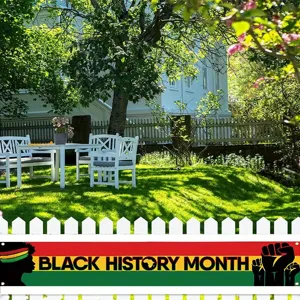 Dekoratives Black History Month Banner mit afrikanischen Grafiken für Gartenzäune