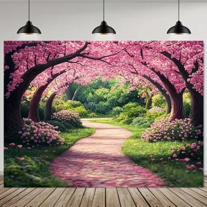 Rosa Kirschblüte Fotografie Hintergrund Romantisch Frühling Natur Landschaft Polyester Stoff Wandteppich Dekor Für Fotostudio Partyzubehör