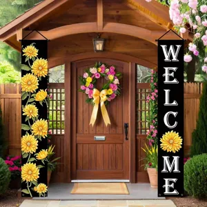 Ensemble de Bannières de Porche Welcome Florales pour Décoration de Printemps au Jardin