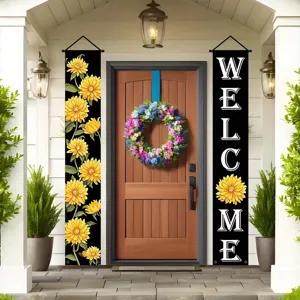 Paire de bannières de bienvenue tournesol pour la décoration de jardin et de porte