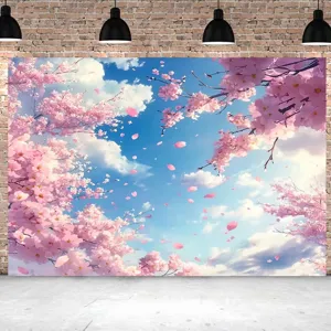 Pink Sakura Photography Backdrop Dreamy Spring Floral Sky Background Cloth For Tea Party Portrait Studio Romantic Wall Decor