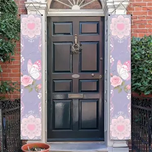 Elegantes pancartas de puerta con flores y mariposas para una decoración romántica del hogar