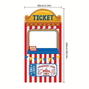 Circus ticket booth carnival photo booth backdrop prop for carnival birthday parties 80x160cm