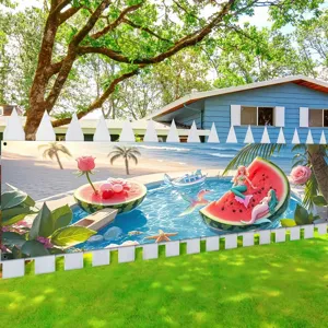 Zomer Zwembadfeest Watermeloen Zeemeermin Banner Buiten Tuin Hek Decoratieve Pongee Stof Bedrukte Feestartikelen