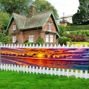 Vibrant sunset beach landscape banner for summer party outdoor garden decoration
