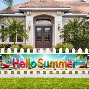 Sommer Strand Thema Party Dekoration Banner Tropische Palme Flamingo Design Pongee Hängeschild Für Seeufer Urlaub Garten Deko
