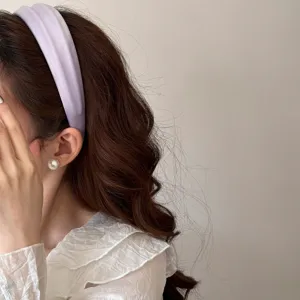 Elegant lavender wide fabric headband for women, stylish French hair accessory