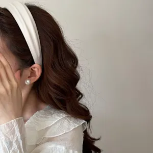 French style high crown white wide fabric headband for women daily wear
