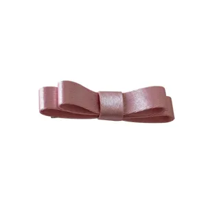 Elegante fermaglio per capelli con fiocco in raso rosa a doppio strato stile principessa