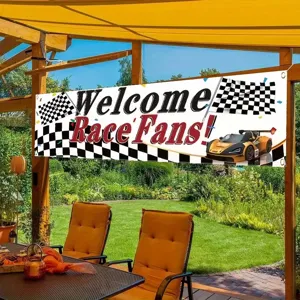 Racing Thema Decoratie Banner Geblokte Vlag Welcome Race Fans Racewagen Print Polyester Buiten Binnen Feest Hangende Vlag Decoratie