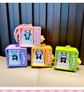 Adorable mini panda flip animation keychain in multiple vibrant colors for bag charms