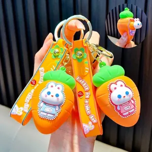 Μπρελόκ Κουνέλι Καρότο Κινούμενα Σχέδια Squishy Παιχνίδι Κατά του Στρες PVC Μενταγιόν Τσάντας Δώρο για Παιδιά Κορίτσια