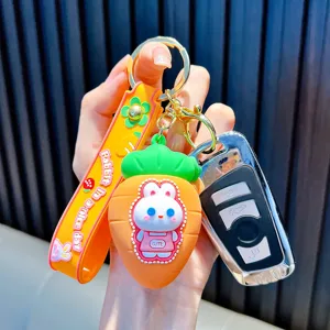 Χαριτωμένο μπρελόκ squishy κουνέλι καρότο παιχνίδι κατά του στρες με κίτρινο λουράκι