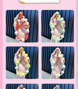 Handmade beaded phone charms with cute bunny and star shapes in multiple colors