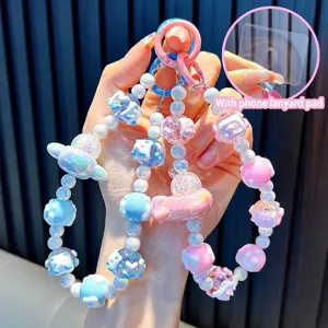 Dopamine Stijl Kralen Telefoonketting Kleurrijke Iriserende Acryl Vliegtuig Sleutelhanger Vrouwen Schattig Tas Hanger Accessoires Sieraden Cadeau