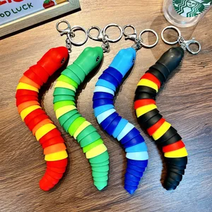 Set di quattro portachiavi a serpente snodati colorati per borse e chiavi d'auto