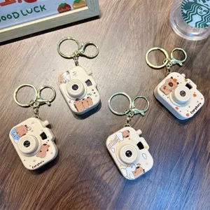 Cute Capybara projection camera keychain for student bags, cartoon glowing toy gift set