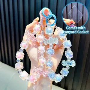 Handgemaakte Acryl Kralen Snoep Telefoonbedeltje Sleutelhanger Zoete Iriserende Kubus Kraal Tas Hanger Vrouwen Decoratieve Riem Cadeau
