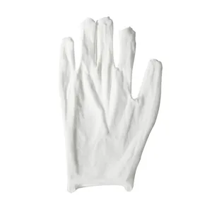 Detailed view showing the soft fabric texture and finger stitching of a white cotton glove