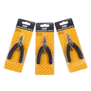 Detailed view of three packaged YTH-101 mini diagonal nippers for DIY jewelry crafts