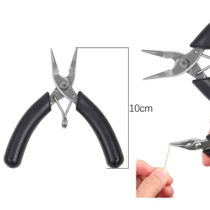 Detail of 10cm mini stainless steel jewelry pliers for DIY crafting