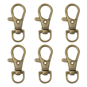 Set of 6 antique bronze swivel lobster clasps for DIY jewelry making and keychains