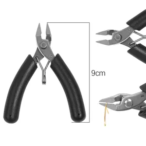Detailed view of 9cm mini stainless steel jewelry pliers and wire cutters for DIY crafts