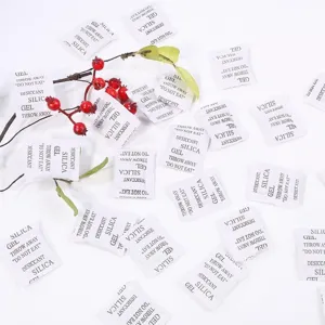 Detailed macro view of multiple silica gel desiccant packets for moisture-proof storage