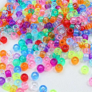 Perline a Botte in Acrilico Trasparente Colorate Foro Grande Pony Beads per Fai da Te Bracciale Collana Creazione Gioielli Artigianato