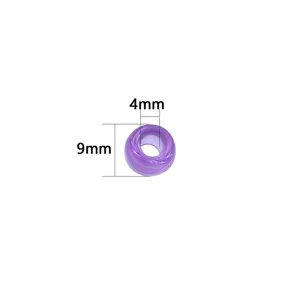 Perle barile in acrilico glitter viola da 9mm con foro da 4mm per creare gioielli fai da te