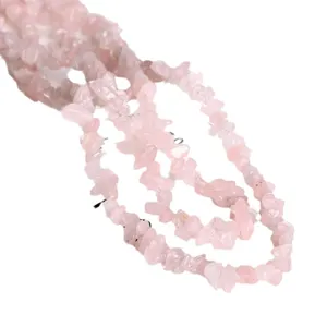 Natürliche rosa Rosenquarz-Splitterperlen mit Löchern für DIY-Schmuckherstellung