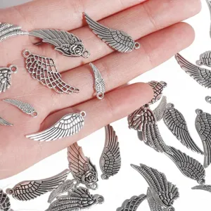 Antique Silver Alloy Angel Wings Charms Feather Pendants For DIY Jewelry Making Earrings Necklace Bracelet Dream Catcher Findings