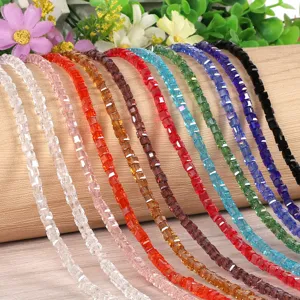 Perline di Vetro DIY Quadrate Sfaccettate Cristallo Perline Sciolte per Creazione Gioielli Bracciale Collana Artigianato
