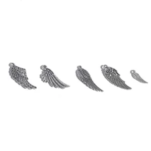 Vintage silver alloy angel wing charms set for DIY jewelry making earrings necklaces