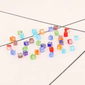 Colorful square glass beads for DIY jewelry making and crystal bracelets