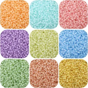 Handmade 4mm faux jade cream seed beads in nine macaron shades for DIY jewelry