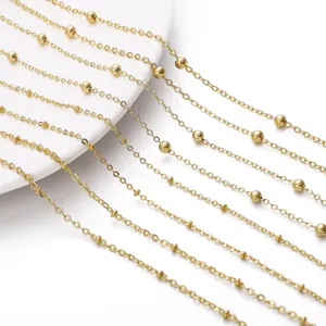 18K Gold Plated Satellite Chain Metal Bead Chain Extension Link For DIY Necklace Bracelet Jewelry Making Accessories