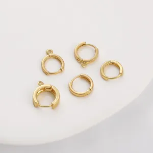 Pendientes de aro redondos bañados en oro de 14K para creación de joyas DIY