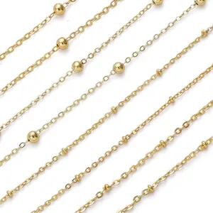 High-quality 18K gold plated beaded and linked DIY jewelry chains for necklaces