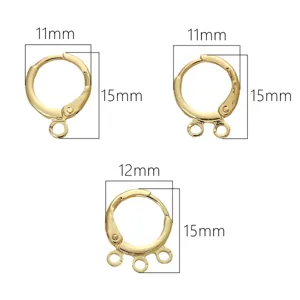 Aros para pendientes bañados en oro de 14K para joyería DIY con medidas de tamaño
